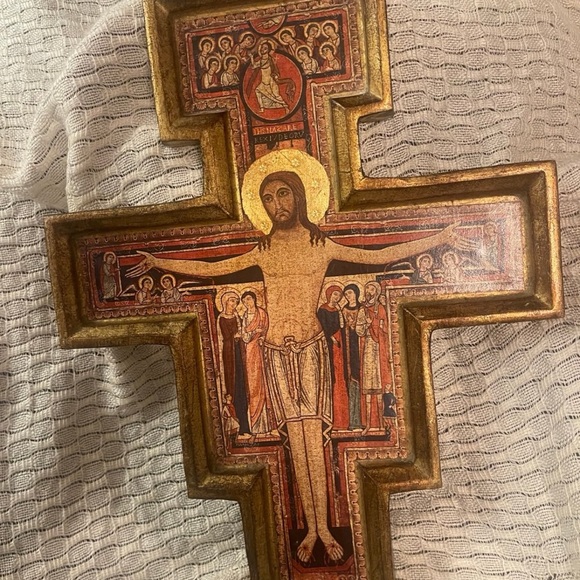 Vintage crucifix San damiano cross 16x12 inches wood wall crucifix